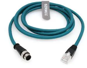 SZRMCC M12 A Code 8 Pin Male to RJ45 Ethernet Cable Cat6 Gigabit Shielded Waterproof Sensor Actuator Network Cable for Cognex in-Sight 7000 DMR-300 Industrial Camera Vision Sensors (Blue, 1m)