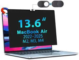Magnetic Privacy Screen for MacBook Air 13.6 & 13 Inch (2022,2023,2024,2025, M2, M3,M4) Removable Laptop Privacy Filter Shield and Matte Anti-Glare Blue Light Protector