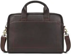 Genuine Leather Briefcase for Men, Laptop Computer Shoulder Bag With Strap, 15.6 Inch Business Travel Work Handbag, Brown