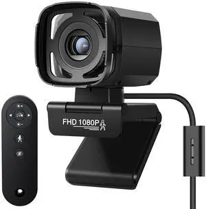 TaKicola USB Webcam with Auto Tracking, Privacy Shutter, Remote Control, and in-line Stereo Microphone, Full 1080P/30fps HD Web Cam, 73deg View Camera for Streaming, Video Calls, Conferences