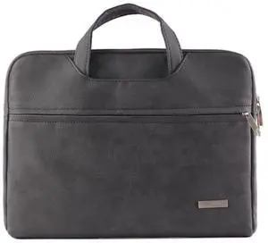 Teamgee Leather Laptop Sleeve, 15.6" Portable Monitor Carrying Bag, Slim Protective Laptop Case Waterproof Durable for 13-15.6 inch Laptops, Graphite Black