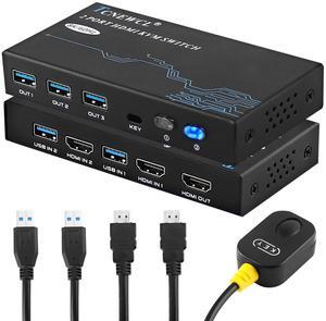 TCNEWCL 8K KVM Switch, 8K@60Hz 4K@120Hz HDMI 2.1 USB 3.0 for 2 Computer 1 Monitor 3 USB Devices, Included 2 HDMI Cables and 2 USB Cables