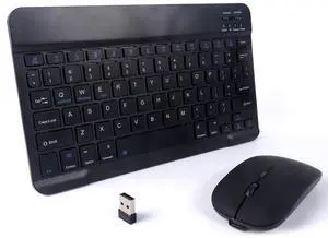 Wireless Bluetooth Keyboard and Mouse Combo - 10-Inch Rechargeable, Long Battery Life Over 30 Days, Ultra-Silent Keys, Compatible with iPad, Laptop, Android, and Windows (Black)