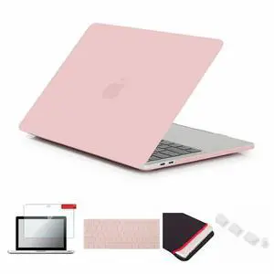 Se7enline Compatible with MacBook Pro 2016-2018 Case A1707/A1990 Smooth Soft-Touch Matte Hard Cover for Mac Pro 15 inch with Touch Bar&Sleeve&Keyboard Cover&Screen Protector&Dust Plug, Rose Quartz
