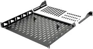 Tecmojo 1U Rack Shelf,19 inch Rack Shelf 14 inch Depth,Rack Mount Shelf with Anti-Slip Stops,Server Rack Shelf and Network Shelf for 19 in Equipments, 110lbs Capacity of Vented 1U Shelf,Black,No Lip