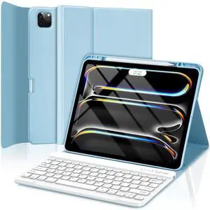 TQQ Keyboard Case for iPad Pro 13-inch (M4) 2024 - Magnetic Wireless Detachable Keyboard, Stand Folio Cover with Pencil Holder, Thin & Light Compatible with iPad Pro 13 (Blue)