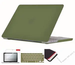 Se7enline Compatible with 2021-2024 MacBook Pro 14 inch Case Hard Shell Cover for 14-inch A2442 A2779 A2918 A2992 A3112 A3401 M4 M3 M2 M1&Keyboard Skin &Screen Protector &Dust Plug,Avocado Green