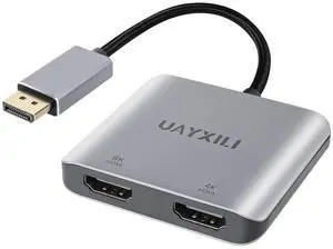 UAYXILI 8K30Hz DisplayPort to Dual HDMI MST Adapter,Display Port to HDMI 1 in 2 Out for Dual 4K@60HzMonitor, Extended Display, DP Source Adapter with PC,Graphics Card,Laptop Have DP Output