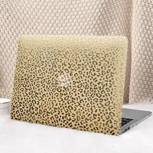 Seorsok Compatible with MacBook Pro 13 Inch Case M2 2023,2022,2021-2016 A2338 M1 A2251 A2289 A2159 A1989 A1708 A1706,Glossy Leather Plastic Hard Shell Case with Keyboard Cover,Fleece Gold