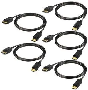 UKYEE DisplayPort Cable 6ft 5-Pack, Display Port(DP) Monitor Cord [4K@60Hz, 2K@165Hz, 2K@144Hz,1440P@144hz,V1.2]