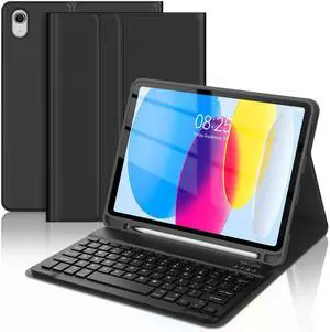Keyboard Case for iPad 11th (A16, 2025)/10th Gen 10.9 Inch 2022 - Detachable Bluetooth Keyboard Case with Pencil Holder, Smart Cover Folio for iPad 10th Gen Keypad, Long Battery Life, Black