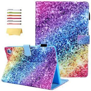 UUcovers 8 inch All-New Kindle Fire HD 8 2020 & Fire HD 8 Plus Tablet Case 2020 (10th Generation) with Stand Pencil Holder Card Slots PU Leather Folio Smart Cover [Auto Wake/Sleep], Colorful Diamond