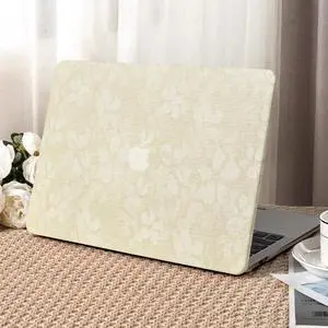 Seorsok Compatible with MacBook Pro 16 inch Case 2024-2021 M4 M3 M2 M1 A3403 A3186 A2991 A2780 A2485 Touch ID,Leaves Printed Leather Plastic Hard Shell Case with Keyboard Cover,Beige