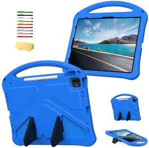UUcovers Kids Case for iPad Pro 13 inch M4 (2024) with Kickstand/Pencil Holder/Handle Stand Lightweight Soft EVA Foam Shockproof Heavy Duty Rugged Protection Kids Friendly Girls Boys Cover, Blue