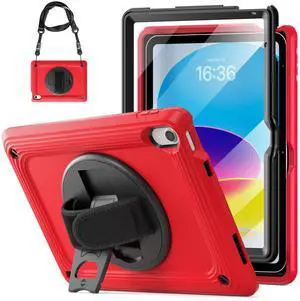 TSQQST for iPad (A16) 11th/10th Generation Case for Women Artists Designer Luxury Red 10.9 Inch 2025 2022 with Screen Protector | Shockproof Silicone Shell | Strap for Car & Airplane