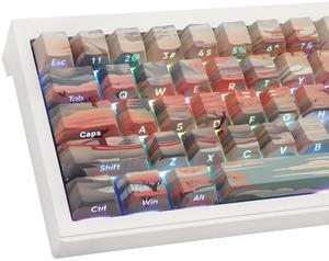 Tsungup Custom Keycaps 60 75 Percent,Pastel Keycaps Side Print Keycaps 135 Keys PBT Cherry Profile Keycaps Shine Through Keycap Set, Dye-sub Key Caps Keyboard Keycaps for Mechanical Keyboards