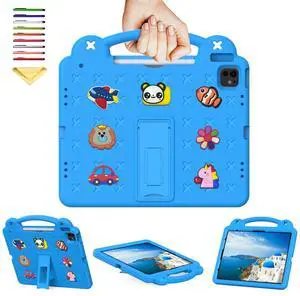 UUcovers Kids Case for iPad Air 13 inch M3 2025/M2 2024,iPad Pro 13 inch M4 2024 & iPad Pro 12.9 inch Case 6th/5th/4th/3rd Gen 2022 2021 2020 2018 with Stand/Pencil Holder/Handle, Sky Blue Bear