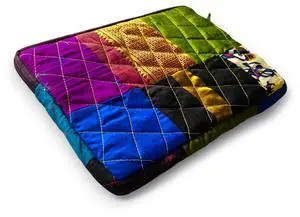 Upcyclie Laptop Sleeve - Crafted from Recovered Materials- for iPad, Tablet, Laptop- 5 Screen Size Diagonal_Multicolor (Bright Indian Prints, 13 inches)