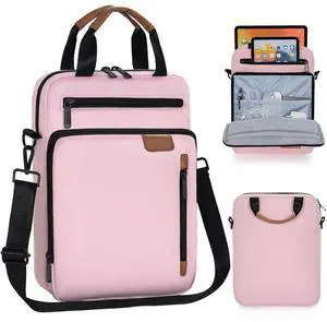 12.9 Inch Tablet Sleeve Bag, Padded Protective Carrying Case for iPad Pro M4 & Air M2 2024, Samsung Galaxy Tab S9 FE+/S9+/S8+/S7 FE/S7+ 12.4" 2022/2023, Surface Laptop Go 12.4", Pink