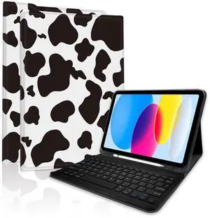 TopPerfekt for iPad Air 11-inch M2 2024/M3 2025 Keyboard Case, ipad Pro 11 (4th, 3rd, 2nd, 1st Gen 2022/2021/2020/2018) Detachable,Pencil Holder for iPad Air 4/5th 2020/2022 10.9" - Cow Black