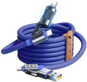 Vexipia 100W USB C Cable, 4 in 1 USB C to USB C Cable [Fast Charging & Data Transfer],Multi Charging Cable for iPhone MacBook, iPad, Samsung S24/S23,5ft Blue