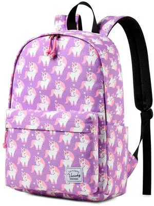 VASCHY School Backpack for Girls, Cute Schoolbag Bookbag for Kids/Teens/Middle School/College/Work Backpack for Women, Pink Unicorn