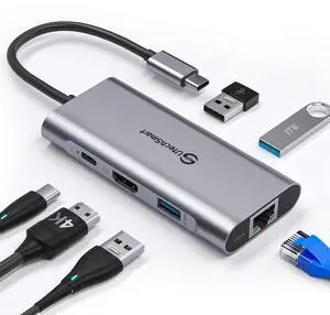 UtechSmart USB C Hub, USB C Ethernet Multiport Adapter, 6 In 1 USB C to HDMI Dock Compatible for Macbook Pro/Air, Chromebook, Dell XPS, HP and Type C Devices (Gigabit Ethernet 100W PD 4K HDMI USB 3.0)