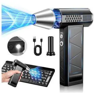Electric Air Duster, 210000RPM Super Powerful Cordless Air Blower, 4-Gear Adjustable for Deep Cleaning Keyboard, PC, Car, Home & Outdoor - Replaces Compressed Air Cans