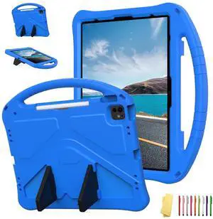 UUcovers for iPad Pro 12.9 inch Kids Case 6th/5th/4th/3rd Generation (2022/2021/2020/2018) with Kickstand/Pencil Holder/Handle Stand Lightweight Soft EVA Shockproof Heavy Duty Protective Cover, Blue