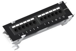 1U 12 Ports Cat5E Wallmount Patch Panel, UTP Ethernet Patch Panel with RJ45 Cat5E Adapter Patch Panel