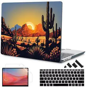 Tuiklol Case for 12.4 Inch Microsoft Surface Laptop Go 3/2 / 1 2023-2020 Releases, Plastic Hard Shell Case with Screen Protector and Keyborad Cover +Dust Plugs Model 2013/1943,Cactus & Sand