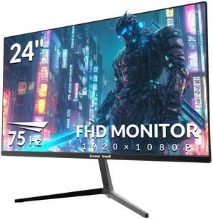 Great voell 24 Inch Farmless Monitor 16:9 Aspect Ratio 75HZ FHD LED Display 99% sRGB - Thin Bezel Design - Eye-Care Technology - HDMI VGA Connectivity
