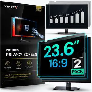 VINTEZ [2 Pack 23.6 Inch 16:9 Privacy Screen for Computer Monitor and Laptop - Anti Glare Protector Film Blue Light Filter Eye Protection - Computer Screen Privacy Shield