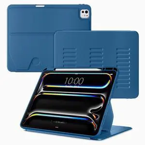VIKESI Case for iPad Pro 13-inch M4 Model (2024 Release), Multiple Angles Magnetic Stand Cover, Shockproof Soft Back with Pencil Holder,Support Auto Sleep/Wake, Navy Blue