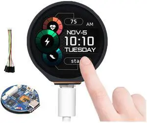 ESP32-S3 Development Board with 1.28inch Round Touch LCD 240x240 Pixel 65K RGB Color, 32-bit LX7 Dual-Core Processor with 6-axis Sensor, Support 2.4GHz W-i-F-i (802.11 b/g/n) and Blue-Tooth 5