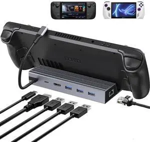 Votonect Steam Deck Docking Station Compatible with Steam Deck/ROG Ally/Legion Go (Excluding Rog Ally X) 6-in-1 USB-C Hub with HDMI 4K@60Hz, 1Gbps Ethernet, 3 USB3.0 100W PD Fast Charging