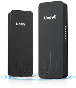 UeeVii 5KM Gigabit Wireless Bridge: 5.8GHz PtP/PtMP Outdoor WiFi Bridge with 14dBi Antenna, IP66 Waterproof, Black 24V PoE, Ethernet CPE for Barn/Farm/Shop/Enterprise & Data Transmission