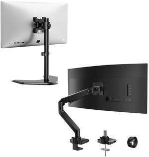 WALI Single Monitor Stand for One Screen up to 32inch, WALI Single Monitor Gas Spring Desk Mount for Ultrawide Screen up to 49 inch, 44 lbs with USB, Mounting Holes 75 and 100 (MF001+GSMU001XL