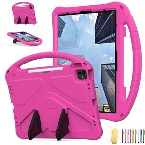 UUcovers Kids Case for iPad Air 13 Inch M3/M2 (2025/2024) & iPad Pro 13 inch M4 2024 & iPad Pro 12.9 inch Case 6th/5th/4th/3rd Gen (2022/2021/2020/2018) Cover with Stand/Handle/Pencil Holder, Rose