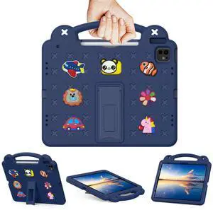 UUcovers Kids Case for iPad Air 13 inch M3 2025/M2 2024,iPad Pro 13 inch M4 2024 & iPad Pro 12.9 inch Case 6th/5th/4th/3rd Gen 2022 2021 2020 2018 with Stand/Pencil Holder/Handle, Navy Blue Bear