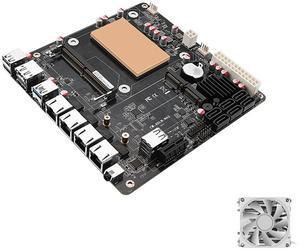 SIENSNET N150/N355 NAS Mini ITX Motherboard, 6xSATA3.0, DDR5, 4x2.5G LAN, HDMI+DP 4K@60Hz, 2xM.2 NVMe, Type-C (N355+Jon Fan)