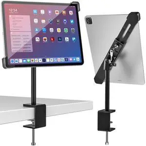 woleyi Anti Theft Desktop Tablet Kiosk Stand for 9-14" Tablet - 360deg Swivel Tablets POS Stand Display Holder with Dual Security Lock and Key, Compatible iPad Pro 13/Air, Surface Pro/Go, Galaxy Tabs