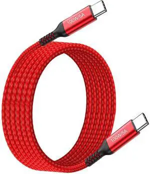 USB C to USB C Cable 20FT 100W/5A Fast Charging Nylon Type C Cord Compatible with MacBook Pro/Air,iPad Air 5,Sam Sung Galaxy S22 S21,Note 20 10,A72 A71,Google Pixel 6 5 4,Sony PS5,Dell Laptop