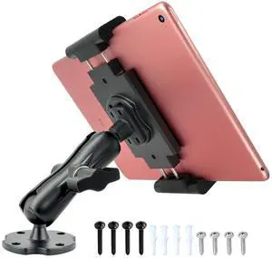 VAUBORTTI Aluminum Arm Heavy Duty Tablet Mount Drill Base - for 6.5"-12.9" Tablet iPad Pro/Mini, iPad Holder for Truck, Cars,Dashboard,Desk,Wall Mouning-Swivel with 1 inch/25mm Ball Joint