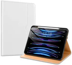 VIKESI Case for iPad Air 13 inch (M3) 2025 / (M2) 2024,Premium Leather Folio,Apple Pencil Holder,Auto Sleep/Wake,Stand Cover - White
