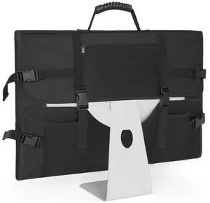 WELIDAY Monitor Carrying Case for Screens and Monitors, Protective Carrying Case Monitor Dust Cover Compatible with iMac Desktop Computer and Accessories (Black, For 24" Monitor)