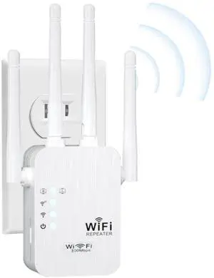 WiFi Extender Signal Booster for Home, Upgraded WiFi Range Extender Wireless Repeater Internet Amplifier with 4 High Power External Antennas Ethernet Ports for Home WiFi Coverage