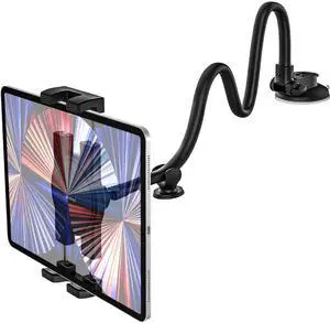 woleyi Tablet Holder for Car Dashboard Windshield [Gooseneck Long Arm] Suction Cup iPad Holder for Car, Car Tablet Mount Compatible with iPad Pro Air Mini, Galaxy Tabs, Cell Phones, 4.7-13" Devices