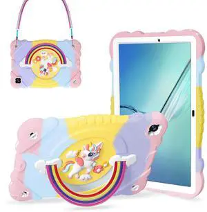 XZC Case for Samsung Galaxy Tab A8 10.5 inch (SM-X205N/X200N/X207) 2021/2022 Unicorn Heavy Duty Shockproof Protective Cover with Adjustable Shoulder Strap (Rainbow)