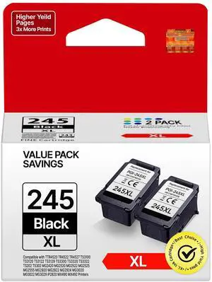 245 XL 245XL Ink Cartridge Replacement for Canon 245XL Black Ink Cartridge High Yield Works for Canon Pixma MX490 MX492 MG2520 MG2522 MG2525 MG2922 MG3022 TR4520 TR4522 TS3122 Printer (2 Pack Black)